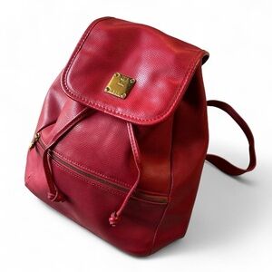 MCM Red Leather Backpack